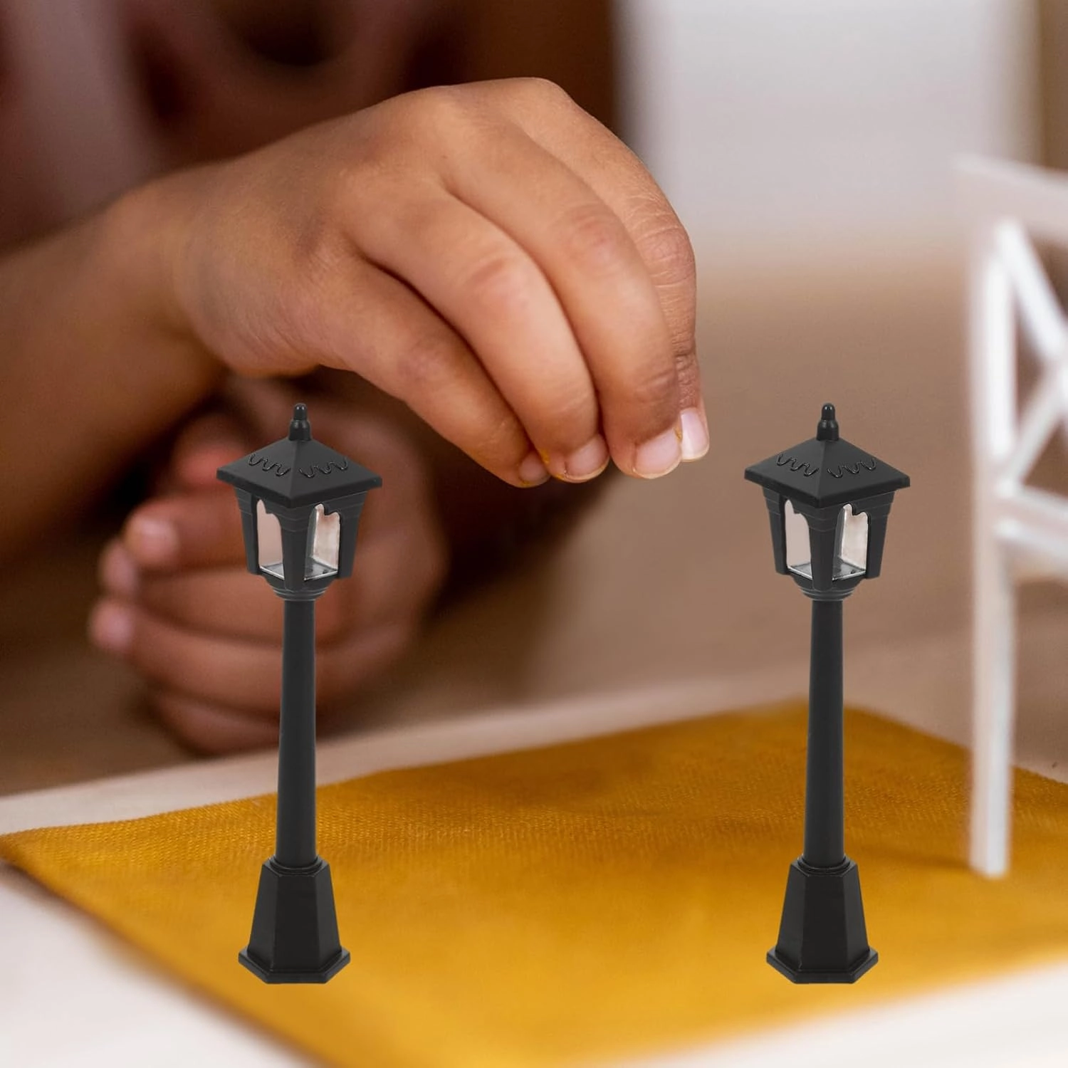 VICASKY 20pcs Miniature Street Light Model Dollhouse Lamp Post Decor for Mini House and Scene Realistic Fake Street Light Prop for Miniature Landscape and Home Decoration