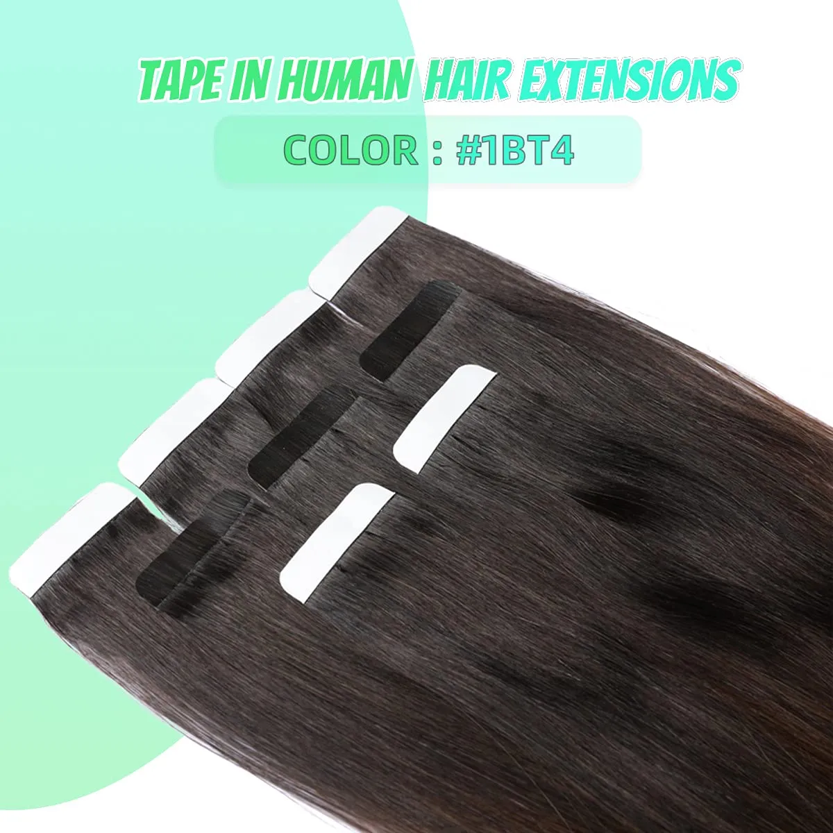 VINBAO Black Trend To Chocolate Brown 50g 20Pcs 18 inch Tape In Hair Extensions Human Hair Soft Thick End Tangle Tape Durable Silky Straight Balayage Hair Extensions (14inch, #1BT4)