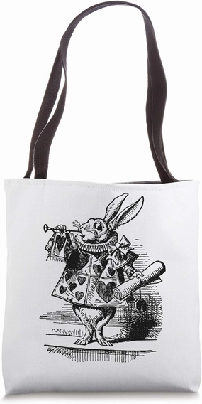 Vintage Alice in Wonderland, the White Rabbit as a Herald Tote Bag