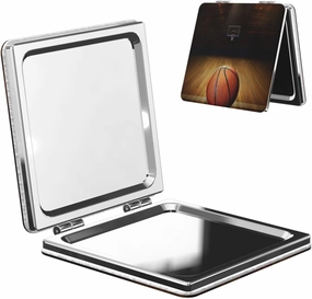Vintage Basketball Court Women Small Pocket Makeup Mirror Compact Portable Folding Handheld Makeup Mirror