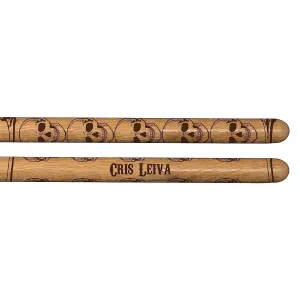 Vital Signs Personalized Engraved 5A Drumsticks – Hickory Wood Tip Customized Drumsticks for Drums with Name or Text – 1 Pair Wooden Drums sticks Gift for Musicians, Drummers, Bands (Skull and Crossbone)
