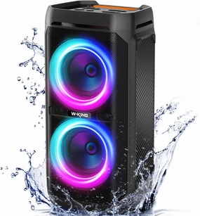 W-KING 220W Max Large Bluetooth Speaker, Party Bluetooth Speaker Loud, IPX6 Waterproof Portable Speakers Outdoor, Wireless Boombox with Subwoofer,115dB Huge Bass,24H/V5.3/Echo/RGB Lights/EQ/TF/USB/AUX