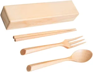Wakauto 1 Set Japanese Style Set Portable Utensils with Case Includes Chopsticks Spoon Fork Lightweight and Compact for Travel School Camping Outdoor Dining