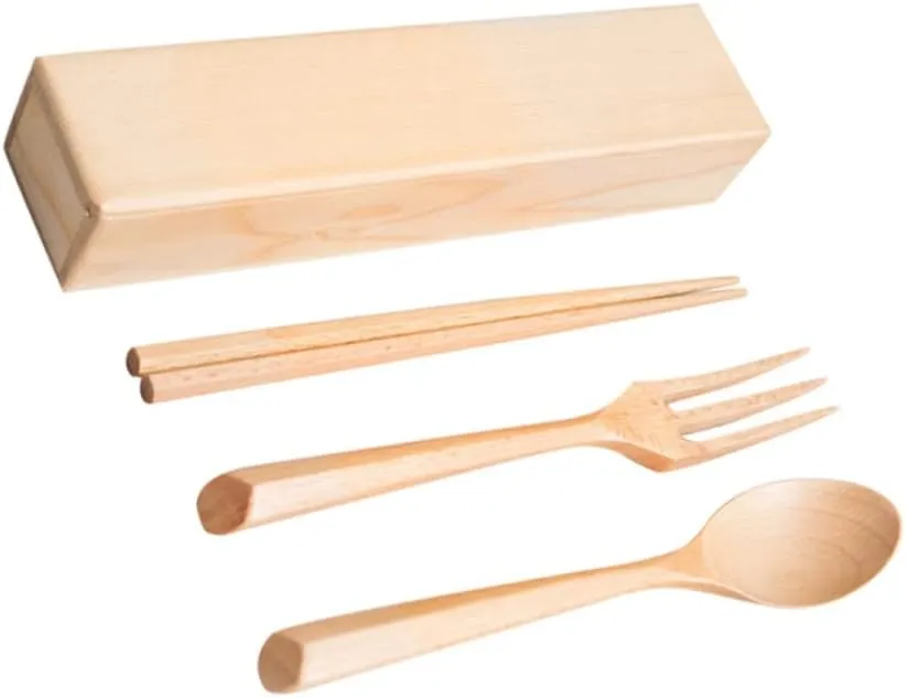 Wakauto 1 Set Japanese Style Set Portable Utensils with Case Includes Chopsticks Spoon Fork Lightweight and Compact for Travel School Camping Outdoor Dining
