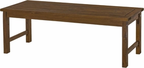Walker Edison Rendezvous Modern Solid Acacia Wood Slatted Patio Bench, 53 Inch, Dark Brown
