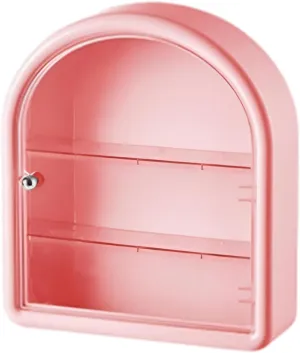 Wall Mounted Figure Display Case Cabinet Storage Gift,Organizer Box for Figurine Miniatures Models Cars,Mini Action Figures, Pink
