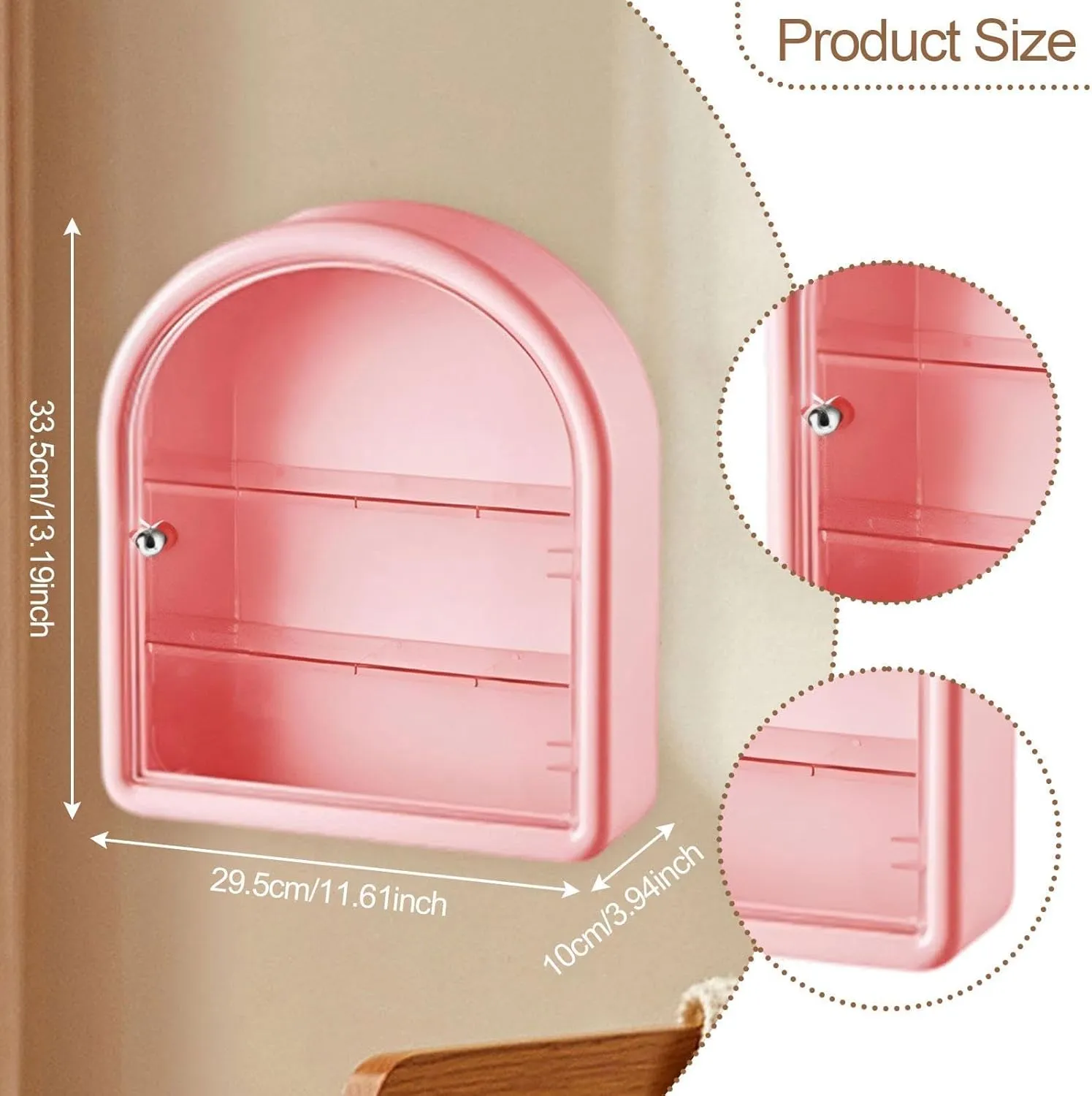 Wall Mounted Figure Display Case Cabinet Storage Gift,Organizer Box for Figurine Miniatures Models Cars,Mini Action Figures, Pink