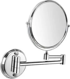 Wall Mounted Makeup Mirror, 3X Magnification Round Shape Two-Sided 360° Swivel Adjustable Height Extendable Bathroom Cosmetic Vanity Mirror Chrome,8inchtitanium (Color : 8inchtitanium)
