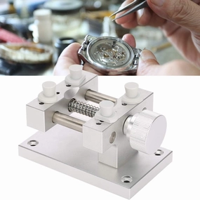 Watch Repair Tool Kit, Watch Back Case Opener Holder, Adjustable Watch Strap Remover Base Movement Repair Tool, Watch Battery Replacement Repair Tool Kit for Various Kinds of Watch(Silver) ( Color : S