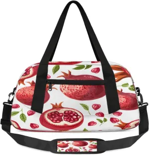 Watercolor Pomegranates Waterproof Sports Gym Bag Portable Dance Gymnastics Work Out Bag Lightweight Travel Duffel Bag Overnight Weekender Bag