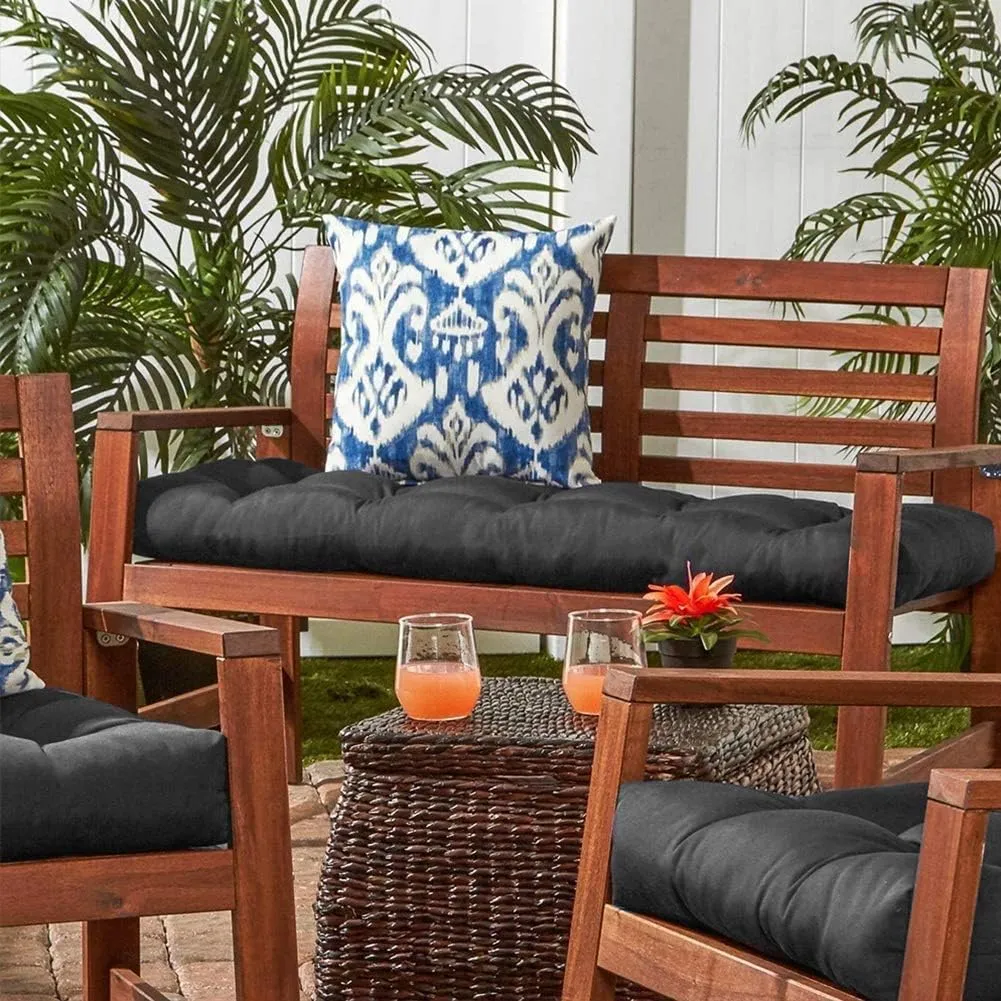 Waterproof Lounger Seat Cushions Outdoor Loveseat Bench Seat Pads Tufted Bench Cushion (47.2 X 19.7 Inch, Dark Gray)