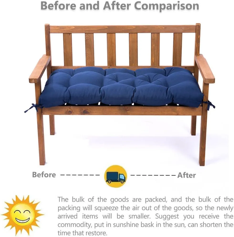 Waterproof Lounger Seat Cushions Outdoor Loveseat Bench Seat Pads Tufted Bench Cushion (47.2 X 19.7 Inch, Dark Gray)