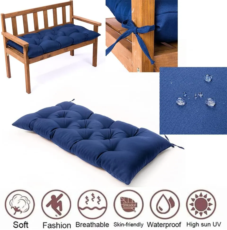 Waterproof Lounger Seat Cushions Outdoor Loveseat Bench Seat Pads Tufted Bench Cushion (47.2 X 19.7 Inch, Dark Gray)