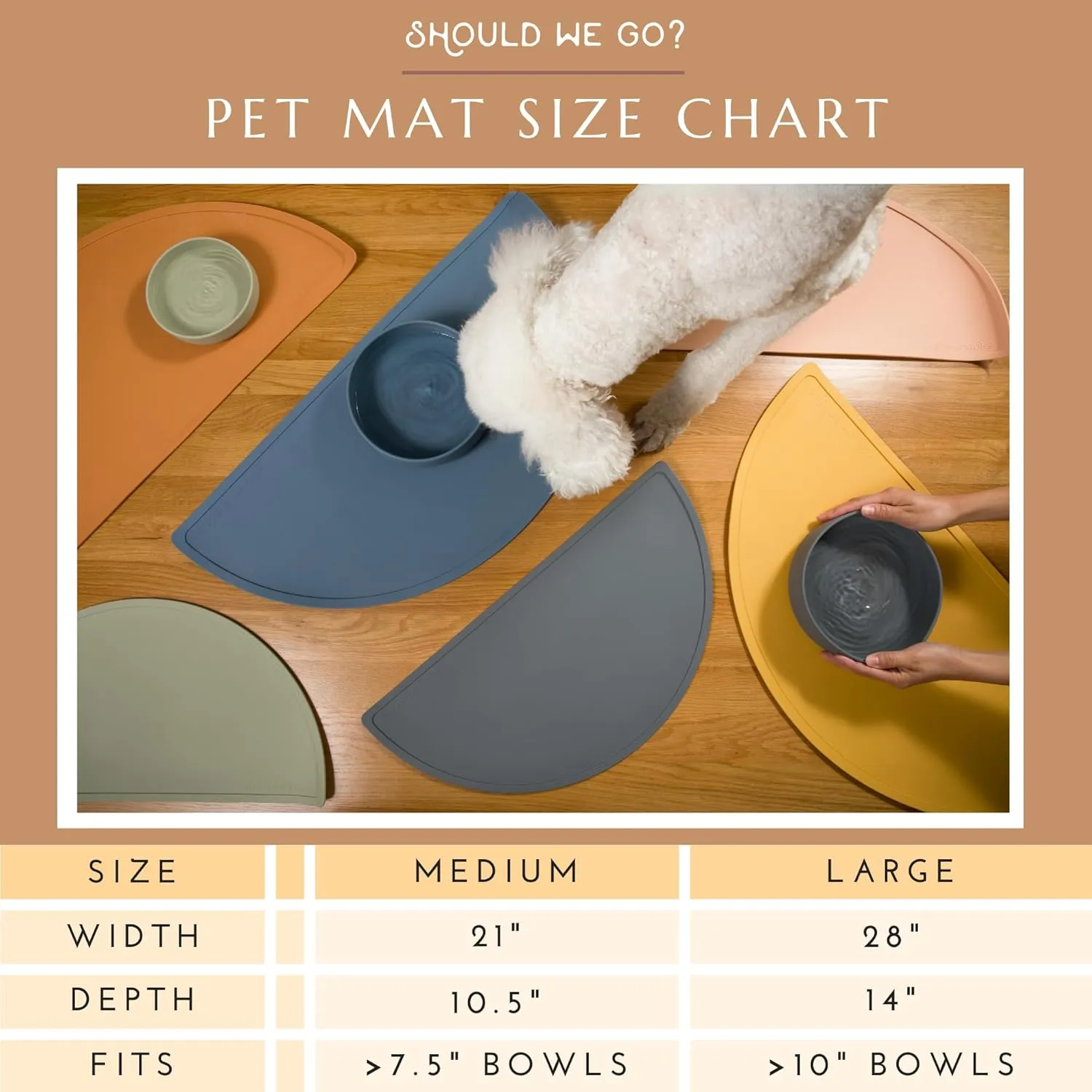 Waterproof Silicone Pet Food Mat - Non-Slip, Spill-Proof Feeding Mats for Floors, Raised Edge Design, Easy-to-Clean, Durable Flexible Rubber Mat for Dog & Cat Bowls, Large - Ocean Blue
