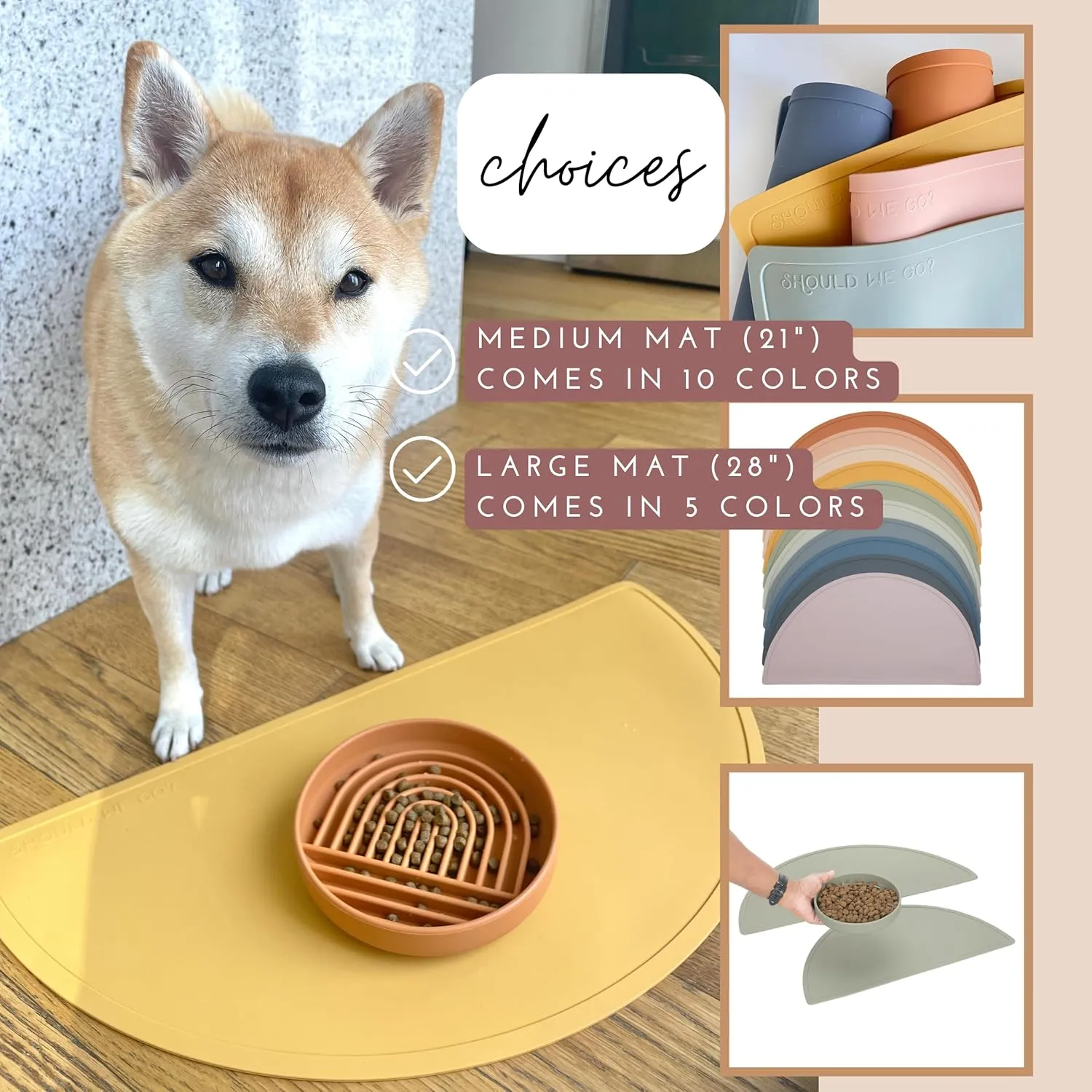 Waterproof Silicone Pet Food Mat - Non-Slip, Spill-Proof Feeding Mats for Floors, Raised Edge Design, Easy-to-Clean, Durable Flexible Rubber Mat for Dog & Cat Bowls, Large - Ocean Blue