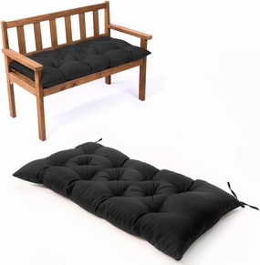Waterproof Lounger Seat Cushions Outdoor Loveseat Bench Seat Pads Tufted Bench Cushion (47.2 X 19.7 Inch, Black)