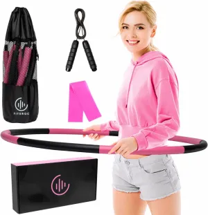 Weighted Hula Hoop for Adults - 2.8lb Detachable Exercise Hoop - Fun & Portable Fitness Circle with Jump Rope, Resistance Band & Carry Bag