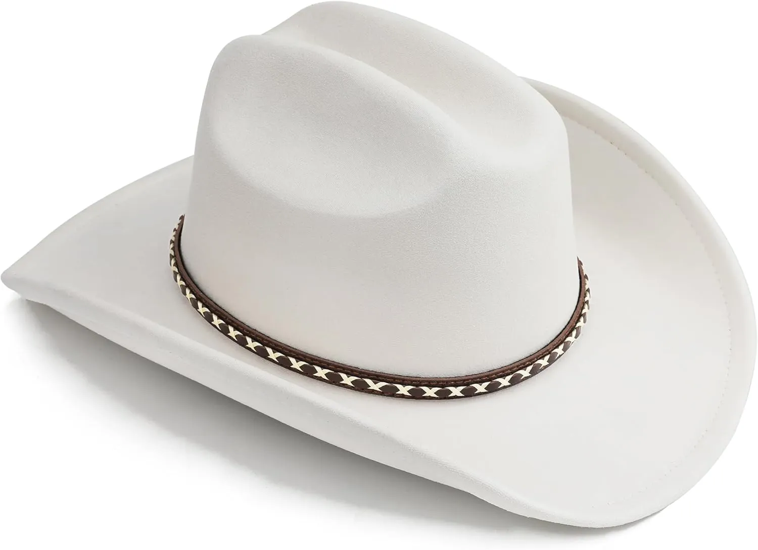 Western Cowboy Hat for Women and Men, Unisex Big Wide Brim Felt Hats for Cowboys and Cowgirls