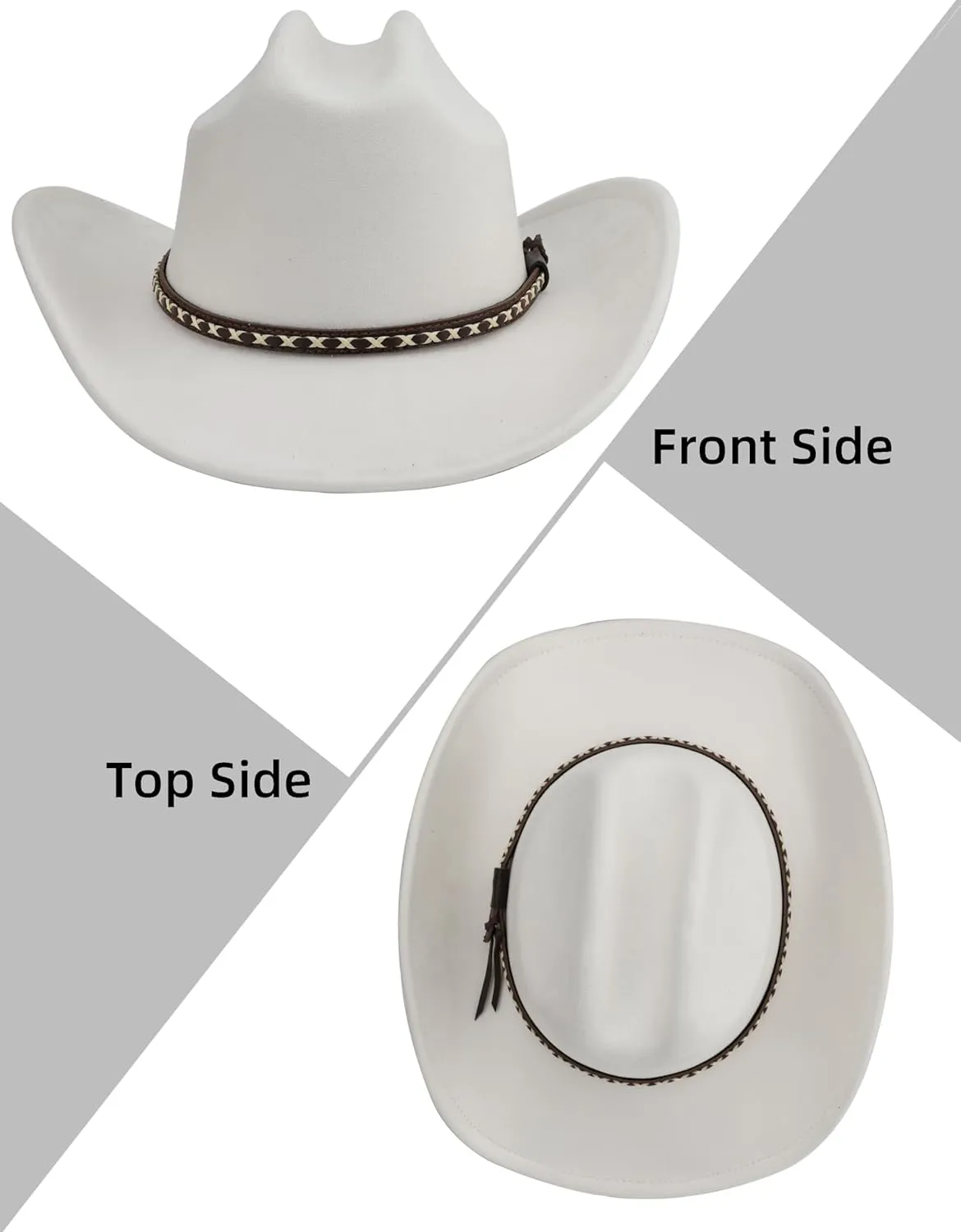 Western Cowboy Hat for Women and Men, Unisex Big Wide Brim Felt Hats for Cowboys and Cowgirls