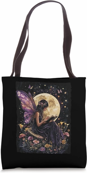 Whimsical Book Fairy Reading Bookish Fairycore Tote Bag