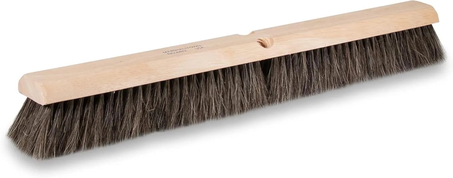 Wide Block Horsehair Broom, Concrete, 24 inch, Natural Horsehair, Wide Wood Block, Brush, Made in the USA, 6442