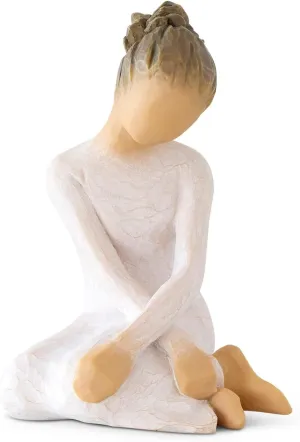 Willow Tree Serenity, “Calm The Soul, Free The Spirit”, Seated in Quiet Repose with Crossed arms, expressing peacefulness, Support, Healing and Hope, Sculpted Hand-Painted Figure
