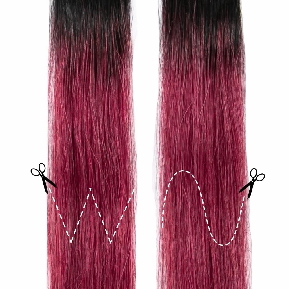 WINSKY Burgundy Ombre Clip in Colored Hair Extensions- Hairpiece for Women Clip on 5 Pieces/set (18 Inch,1B-Burgundy)