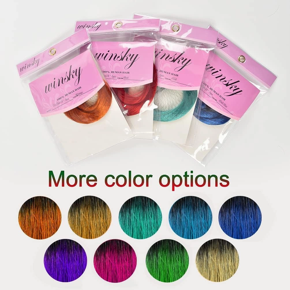 WINSKY Burgundy Ombre Clip in Colored Hair Extensions- Hairpiece for Women Clip on 5 Pieces/set (18 Inch,1B-Burgundy)