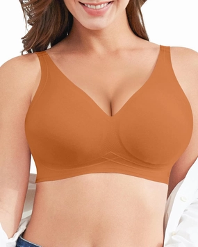 Wireless Bras for Women Comfortable Soft Seamless Full Coverage Deep V Neck Adjustable Sleep T-Shirt Everyday Wear