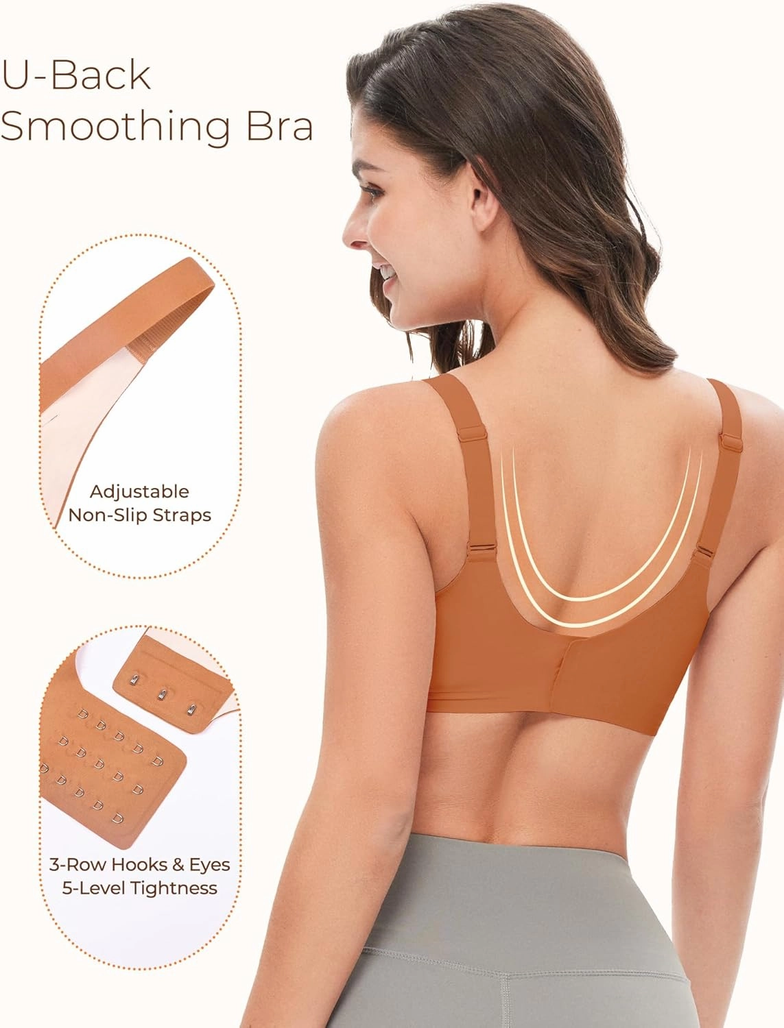 Wireless Bras for Women Comfortable Soft Seamless Full Coverage Deep V Neck Adjustable Sleep T-Shirt Everyday Wear