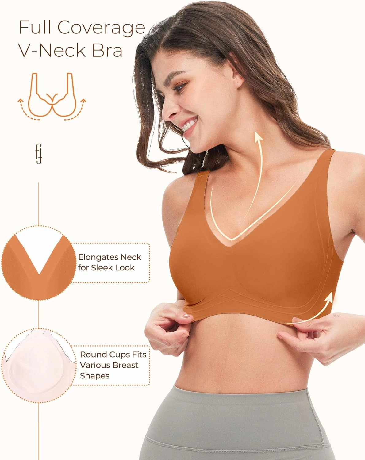 Wireless Bras for Women Comfortable Soft Seamless Full Coverage Deep V Neck Adjustable Sleep T-Shirt Everyday Wear
