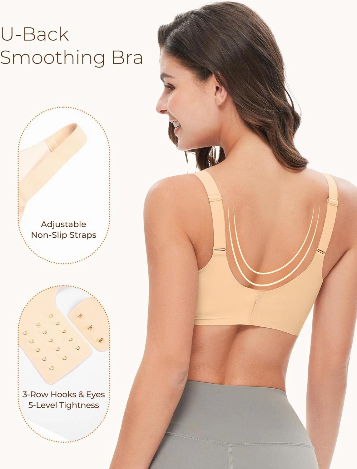 Wireless Bras for Women Comfortable Soft Seamless Full Coverage Deep V Neck Adjustable Sleep T-Shirt Everyday Wear