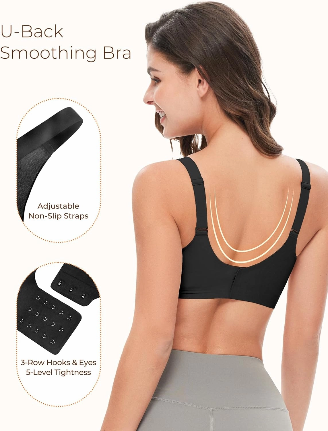 Wireless Bras for Women Comfortable Soft Seamless Full Coverage Deep V Neck Adjustable Sleep T-Shirt Everyday Wear