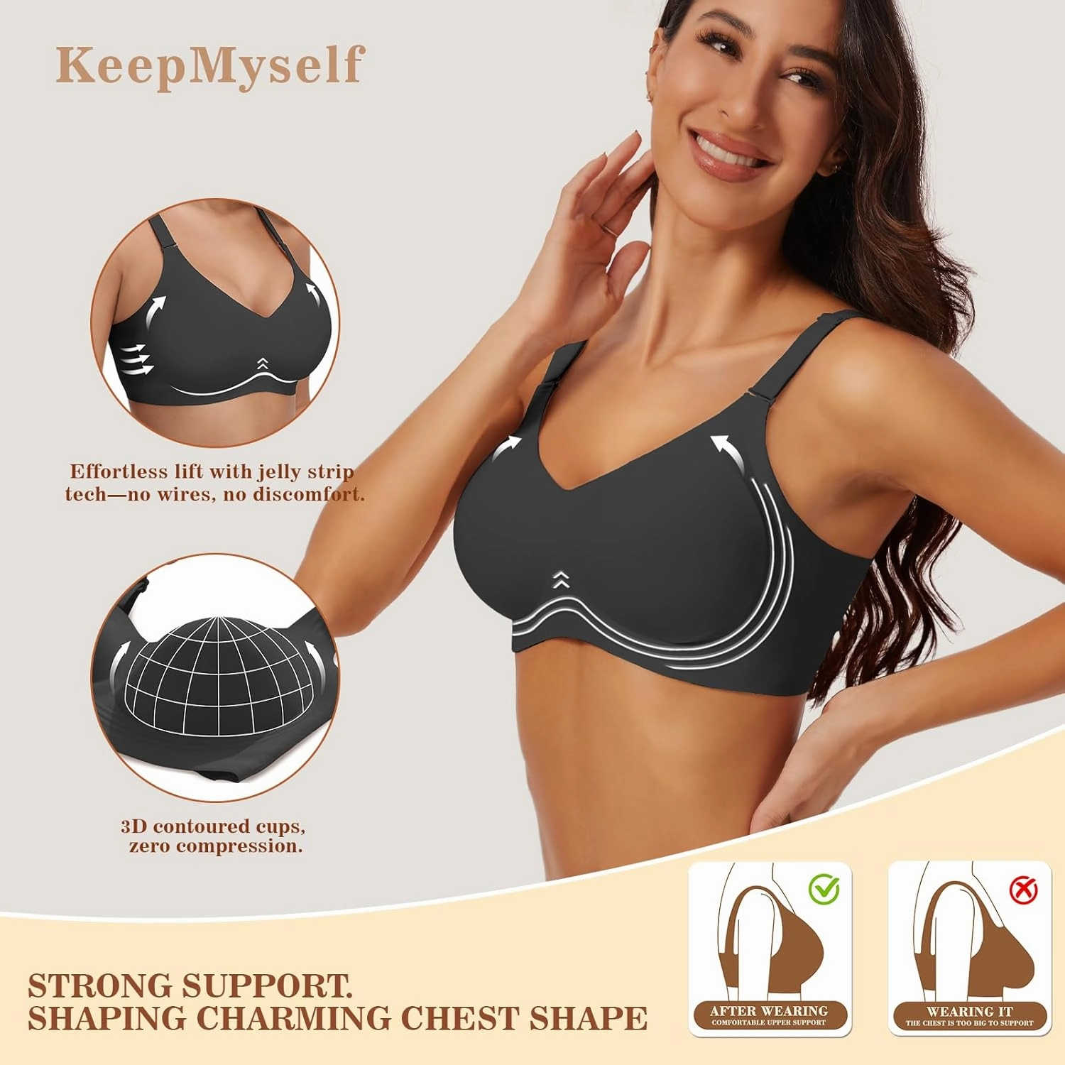 Wireless Bras for Women No Underwire Push Up Comfort Soft Bra Seamless Supportive Full Coverage Everyday Bras