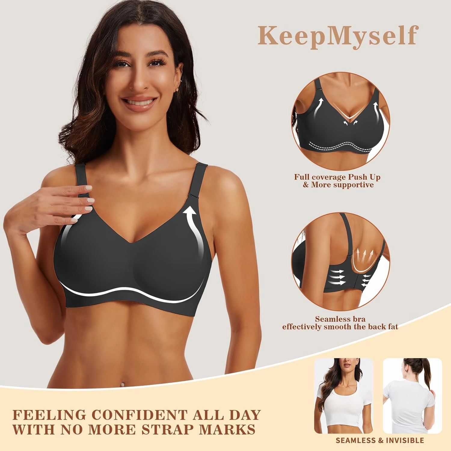 Wireless Bras for Women No Underwire Push Up Comfort Soft Bra Seamless Supportive Full Coverage Everyday Bras