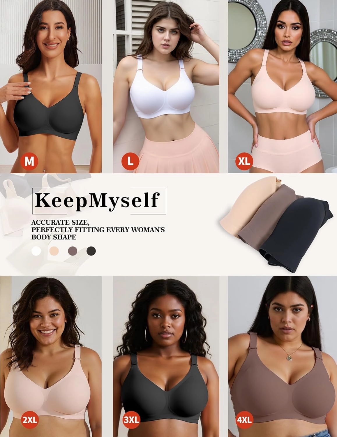Wireless Bras for Women No Underwire Push Up Comfort Soft Bra Seamless Supportive Full Coverage Everyday Bras