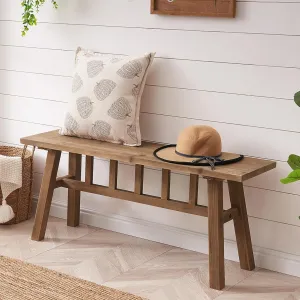 Wnutrees 43" Solid Wood Bench, Farmhouse Rustic Entryway Bench Seat for Dining Room, Hallway, End of Bed, Handcrafted Finish, Natural