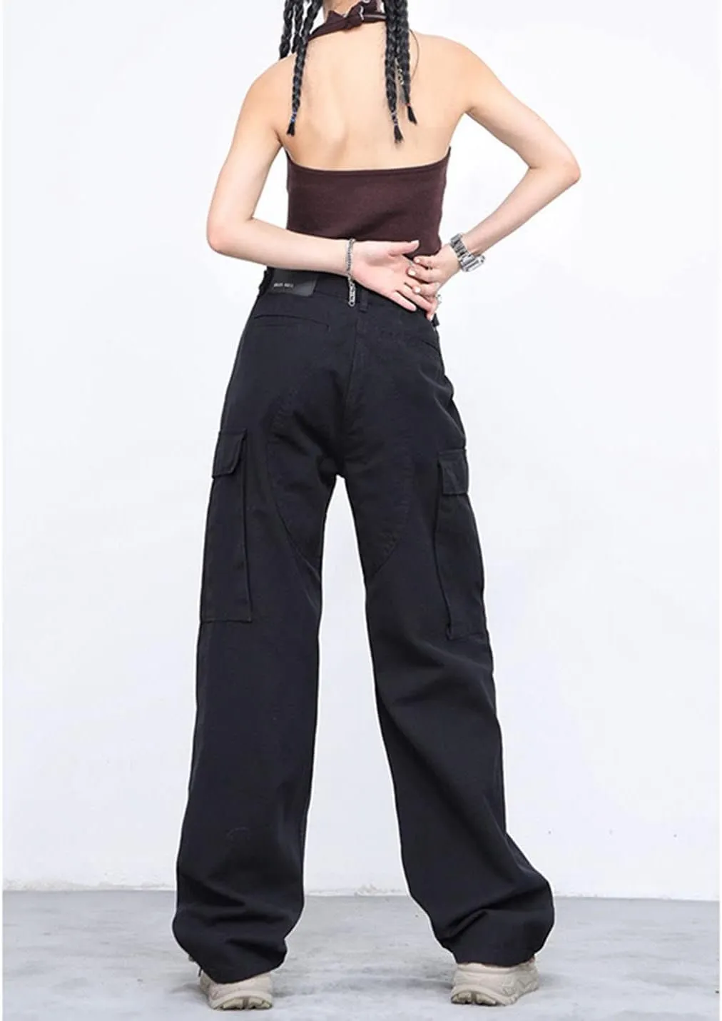 Women Cargo Pants Baggy Y2K Clothing Multi Pockets High Waist Loose Straight Leg Pants Vintage Grunge Aesthetic Clothes