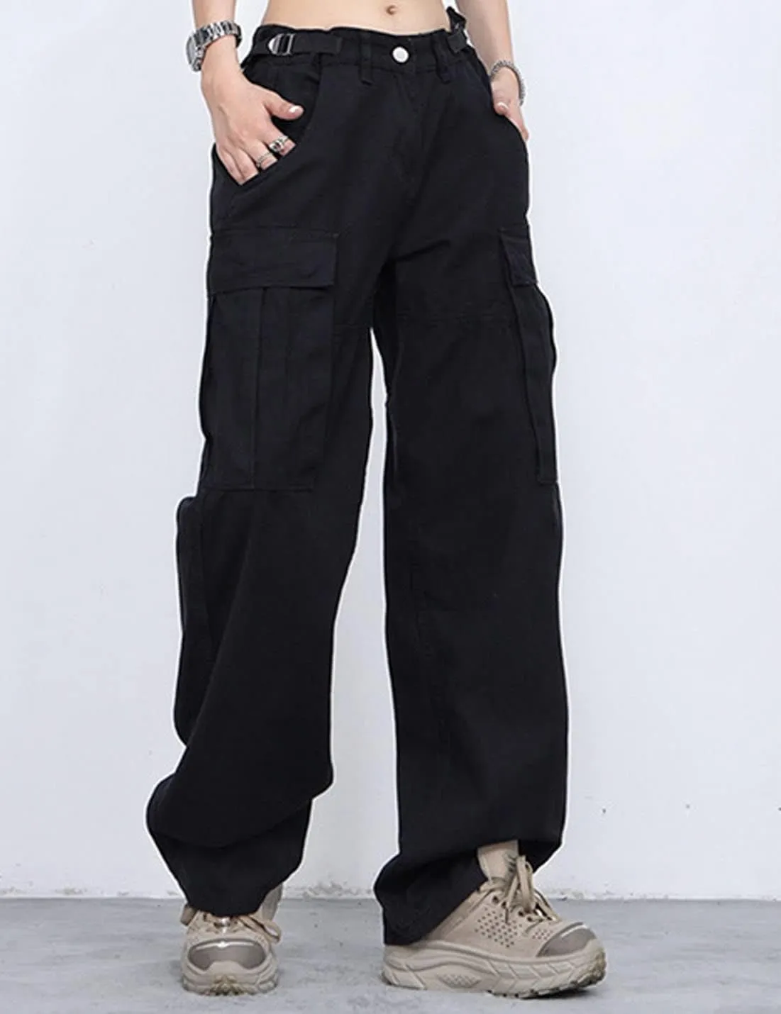 Women Cargo Pants Baggy Y2K Clothing Multi Pockets High Waist Loose Straight Leg Pants Vintage Grunge Aesthetic Clothes