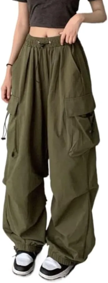 Women Cargo Pants Baggy Y2K Clothing Multi Pockets High Waist Loose Straight Leg Pants Vintage Grunge Aesthetic Clothes