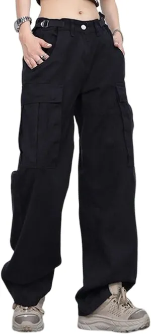 Women Cargo Pants Baggy Y2K Clothing Multi Pockets High Waist Loose Straight Leg Pants Vintage Grunge Aesthetic Clothes
