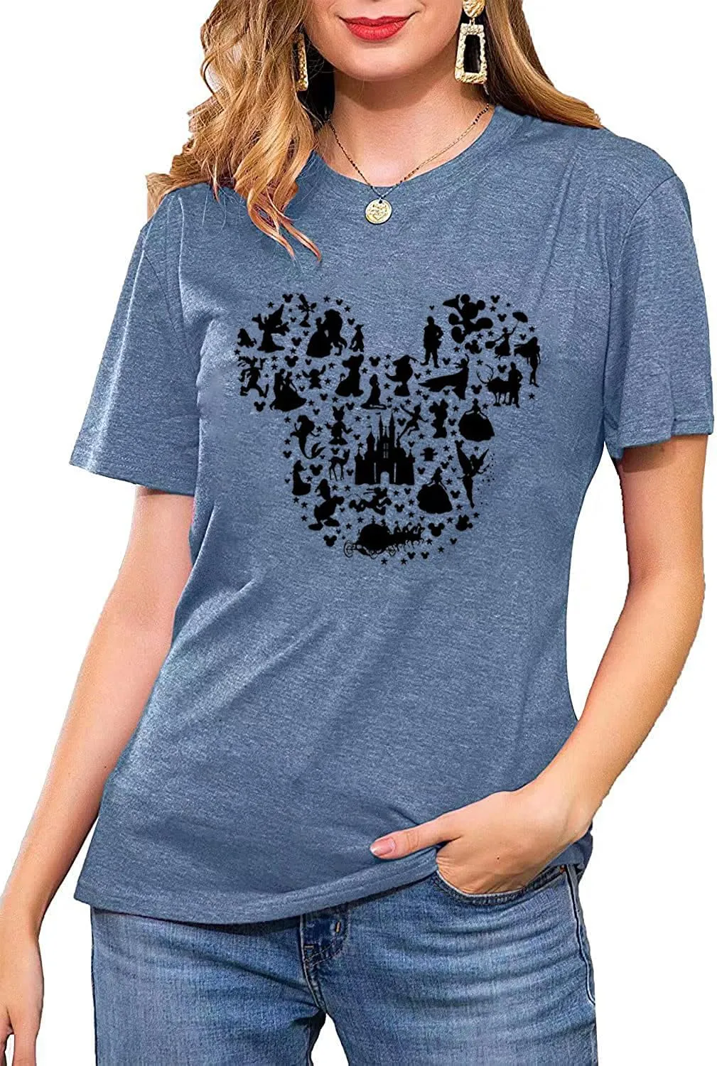 Women Magic Kingdom Castle Shirt Castle Fairy Graphic Tee Women Casual Vacation Holiday Short Sleeve Tee Top