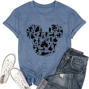 Women Magic Kingdom Castle Shirt Castle Fairy Graphic Tee Women Casual Vacation Holiday Short Sleeve Tee Top