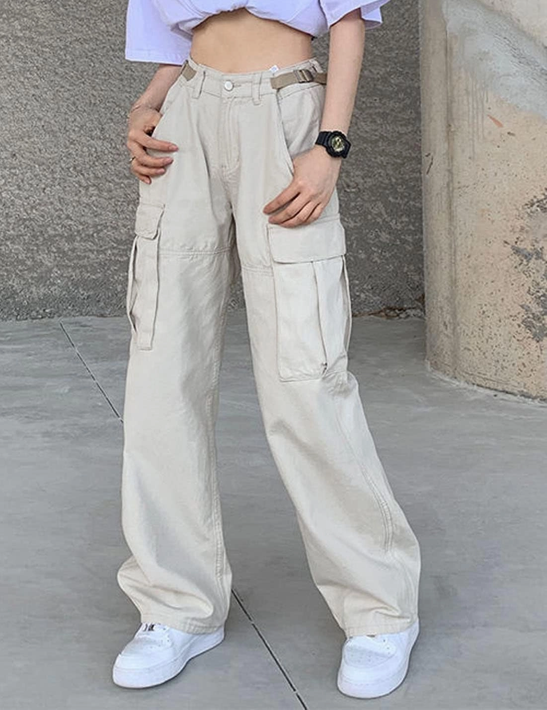 Women Cargo Pants Baggy Y2K Clothing Multi Pockets High Waist Loose Straight Leg Pants Vintage Grunge Aesthetic Clothes