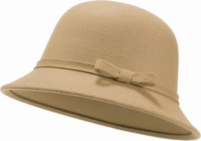 Women Felt Hat, Bucket Hat, Adjustable Vintage Bowler Suede Wool Hat with Bowknot