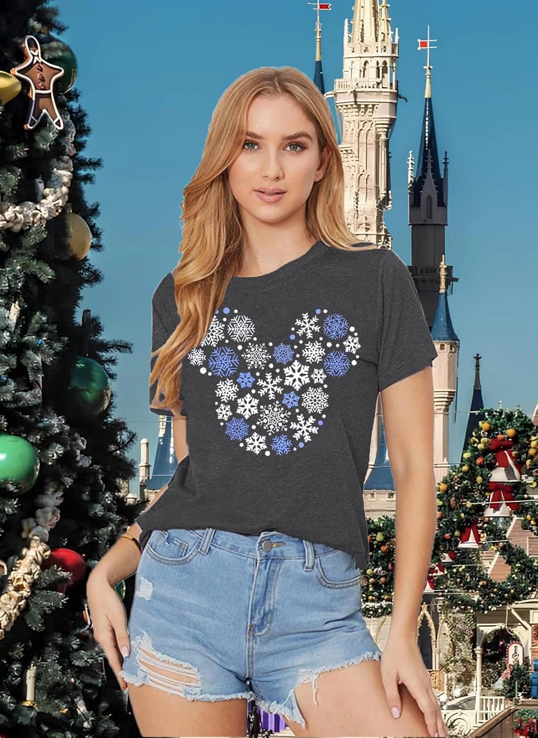 Women Magic Kingdom Castle Shirt Castle Fairy Graphic Tee Women Casual Vacation Holiday Short Sleeve Tee Top