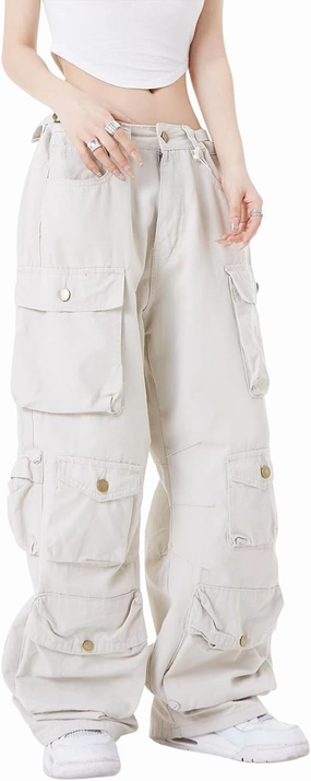 Women's Baggy Cargo Pants Y2K Clothing Multi-Pocket Relaxed Fit Jeans Fairy Grunge Clothes Alt Emo Streetwear