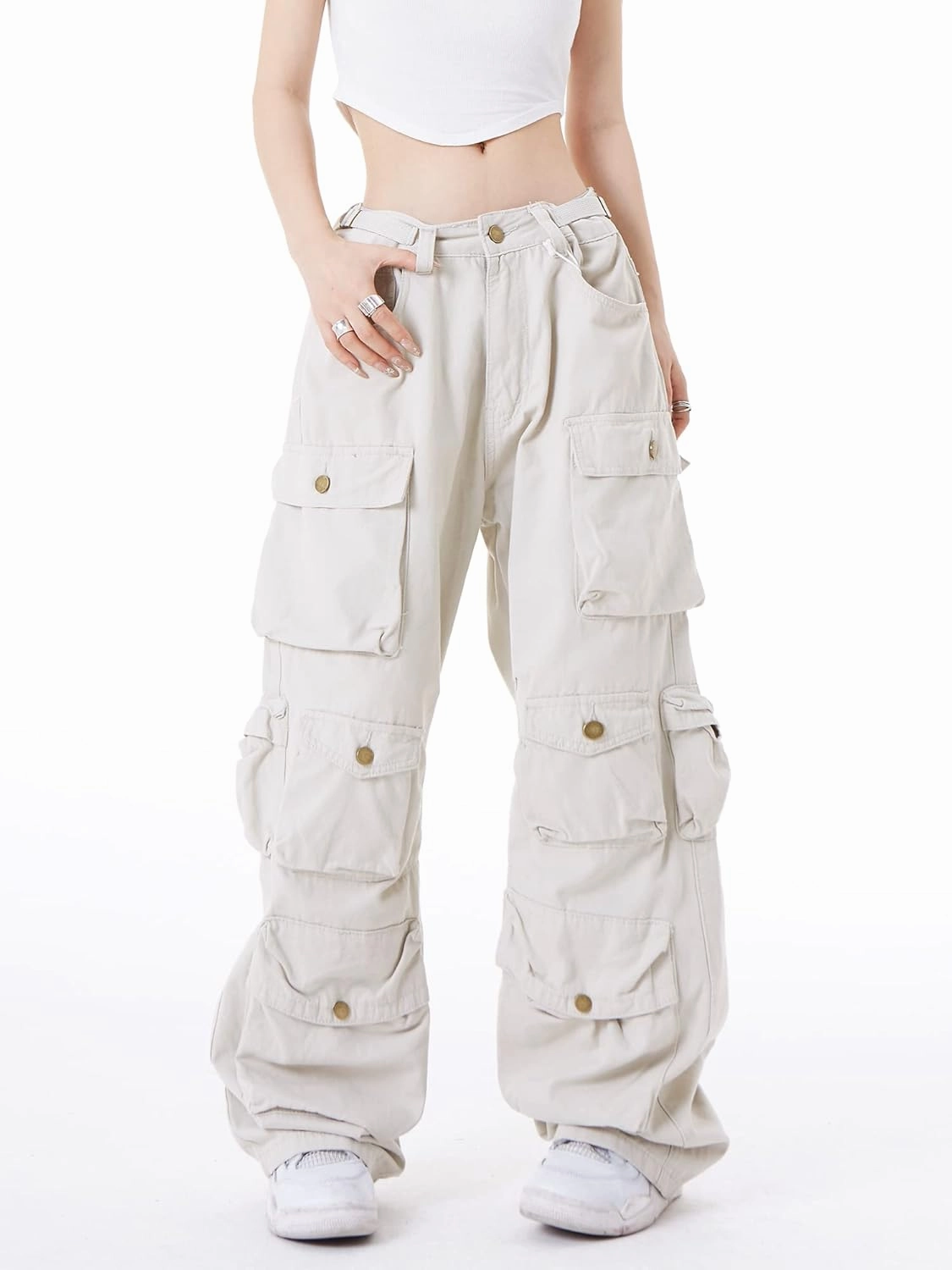 Women's Baggy Cargo Pants Y2K Clothing Multi-Pocket Relaxed Fit Jeans Fairy Grunge Clothes Alt Emo Streetwear