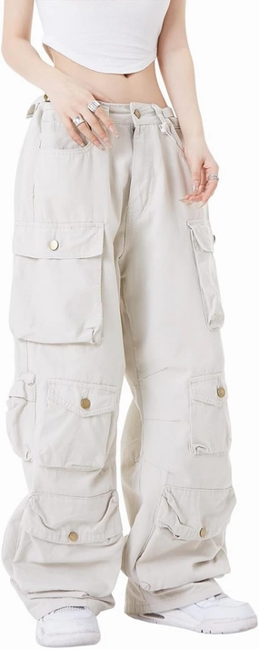 Women's Baggy Cargo Pants Y2K Clothing Multi-Pocket Relaxed Fit Jeans Fairy Grunge Clothes Alt Emo Streetwear