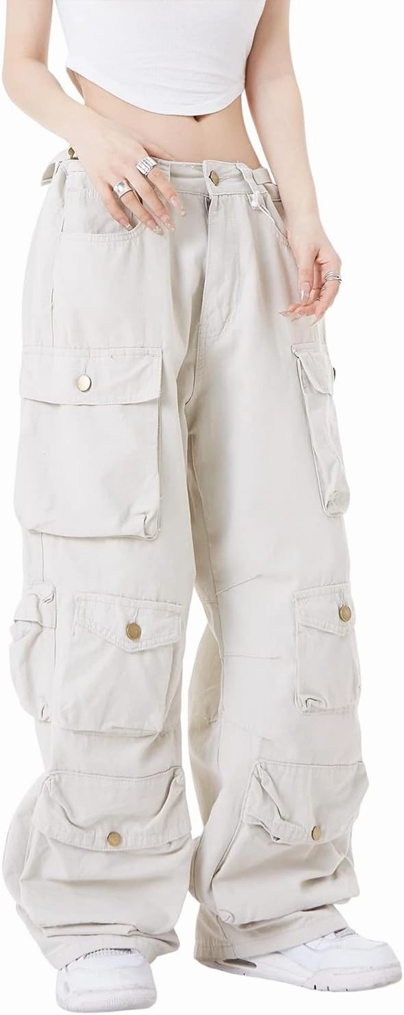 Women's Baggy Cargo Pants Y2K Clothing Multi-Pocket Relaxed Fit Jeans Fairy Grunge Clothes Alt Emo Streetwear